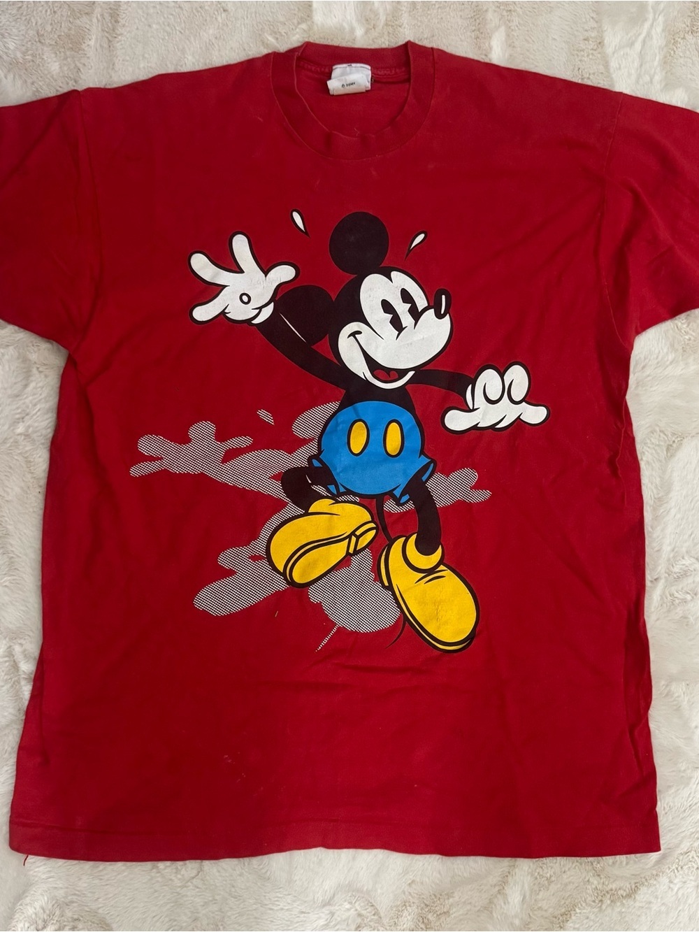 Vintage Disney Mickey USA Made Single Stitch T-Shirt Size OSFA 90s Mickey Red